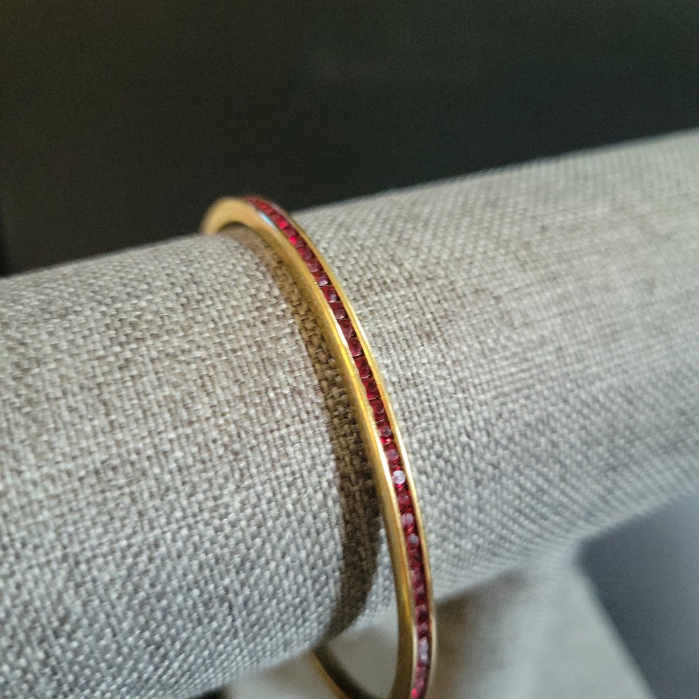 Joseph Esposito Espo Gold Tone Red Crystal Chanel Set Bangle  Size 8" Old Money